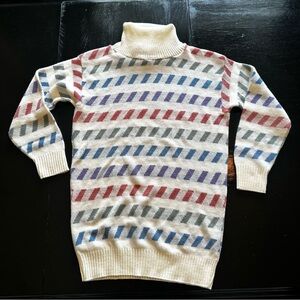 Vintage Great Times Large Mini Christmas Cream Candy Cane Red Dress Turtleneck
